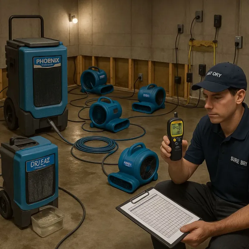 Structural Drying and Dehumidification process in Commercial Point, OH